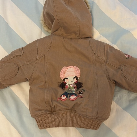 Next - heavy weight insulated winter jacket with Faux fur trim on hat. 6-9 mo - Picture 4 of 6